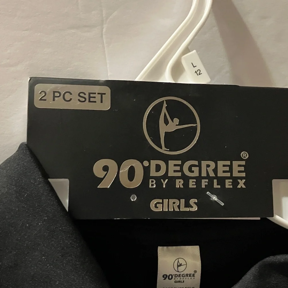 90 Degree By Reflex Black Polo and Skort Set Athletic Girls‎ Size 12